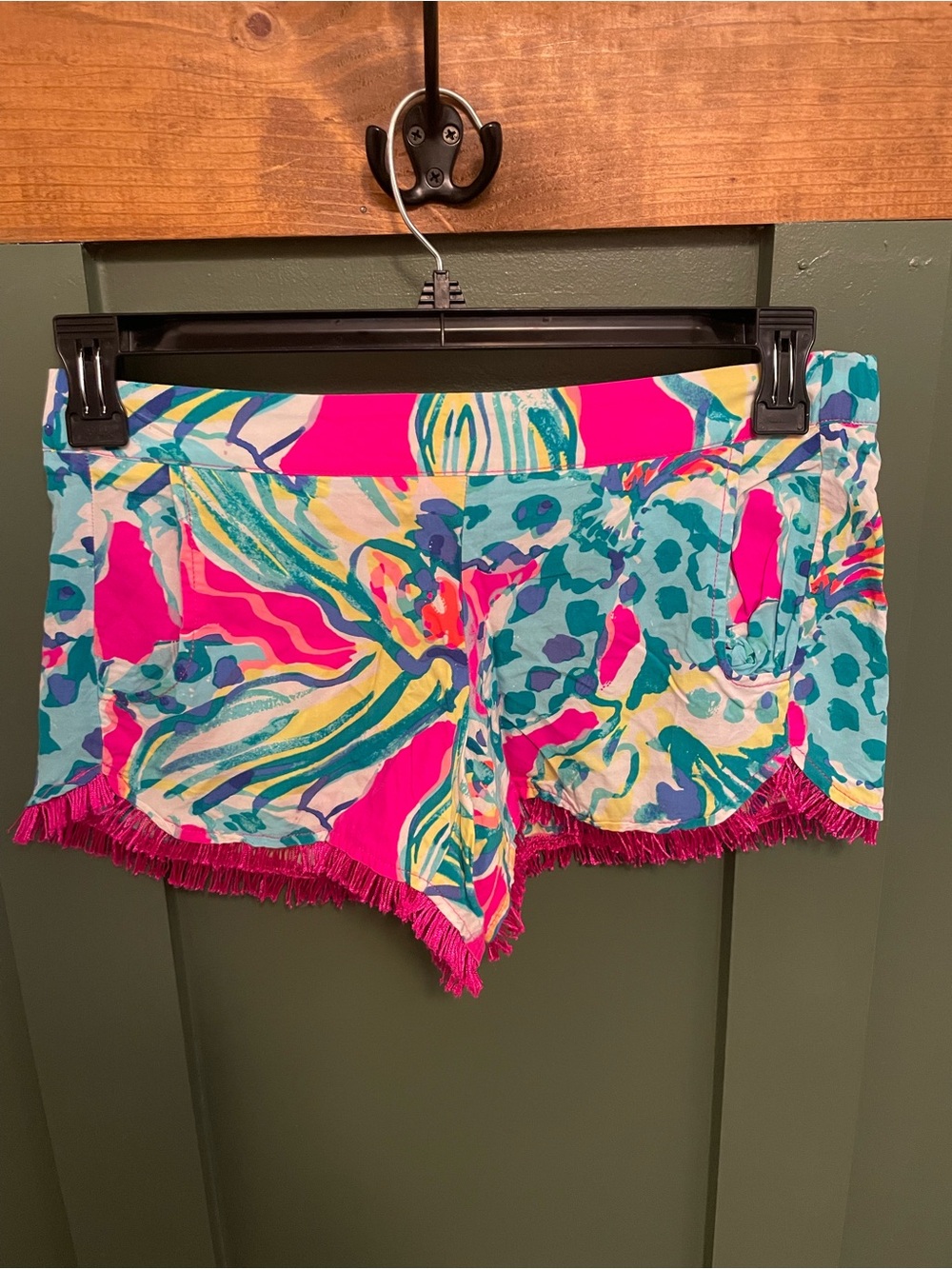 Lilly Pulitzer Multicolor Abstract Print Fringe Shorts - Size Small